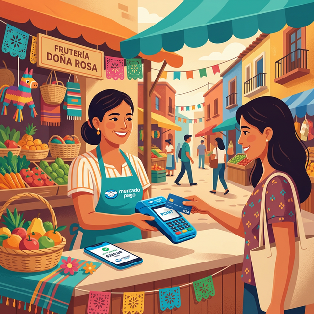 App de Mercado Pago en México mostrando saldo y opciones de cobro